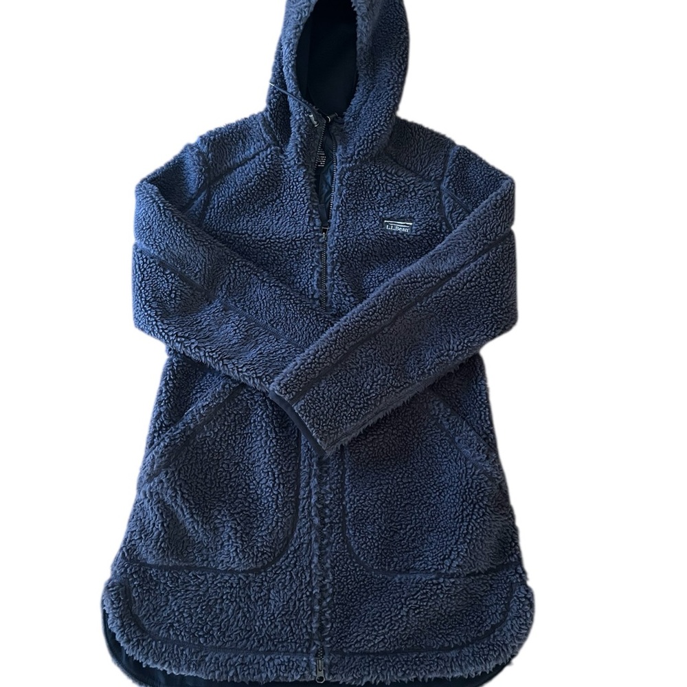 L.L. Bean Navy Blue Fleece Hooded Jacket